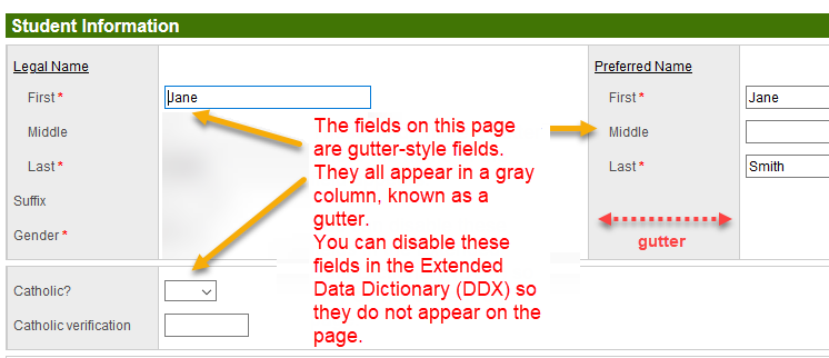 Page with gutter fields.